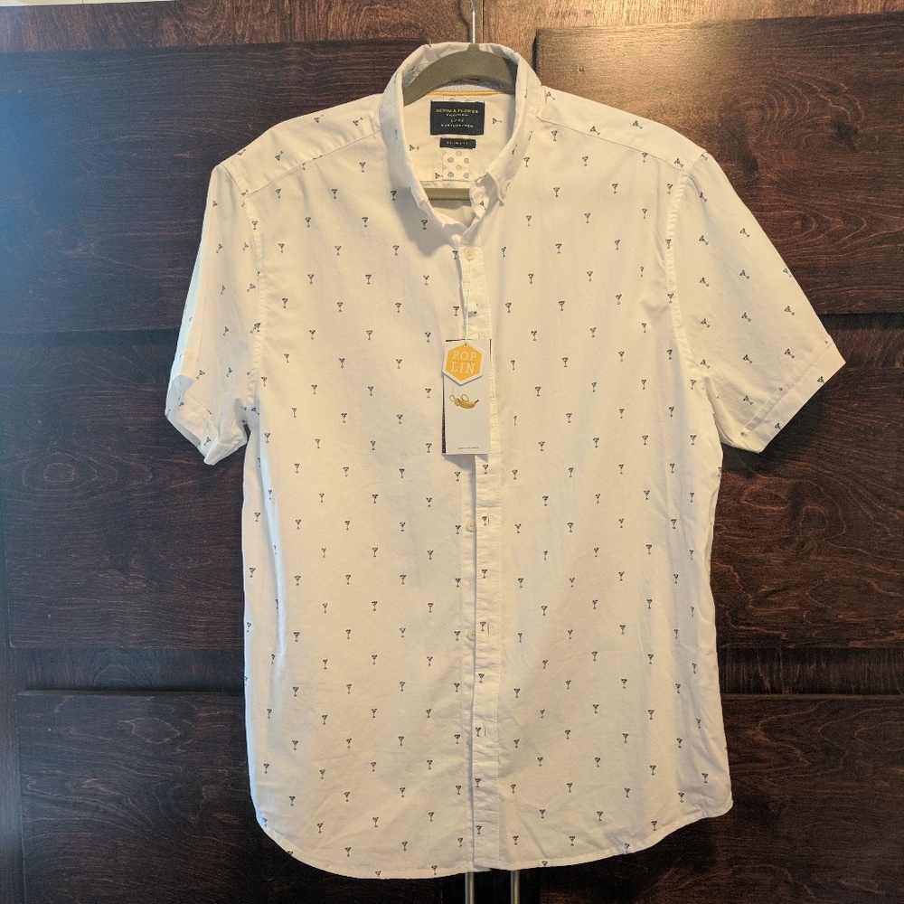 NWT Men's Martini Glass Button Down Size Large